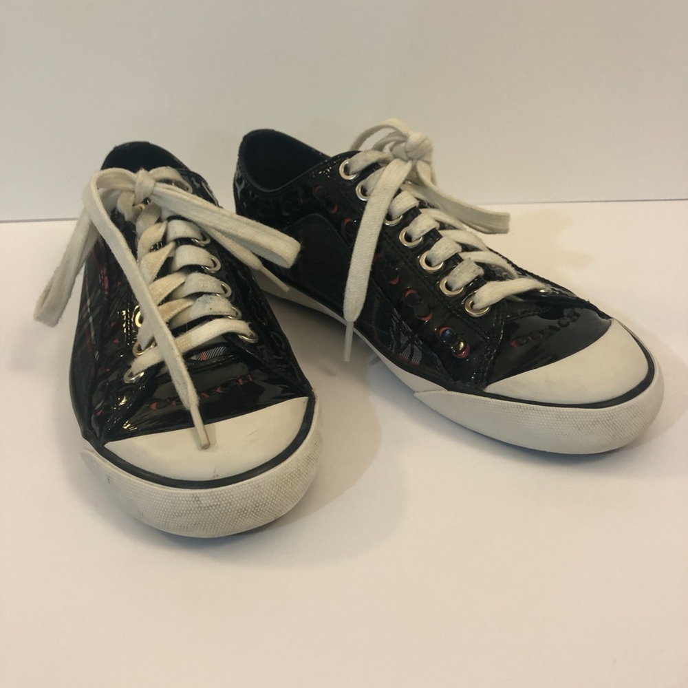 Coach Womens Sneaker Shoes 7.5 Red Blue Checkered